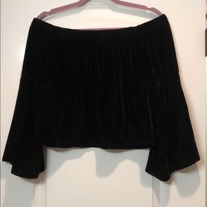 black velvet hollister off the shoulder blouse